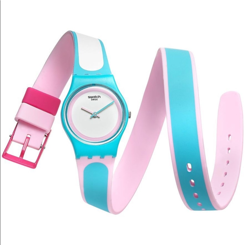 Swatch Swiss Tropical Wrap Watch Blue and Pink